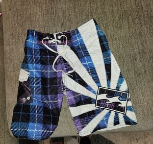 Billabong Kids Plaid Shorts in Blue and Purple